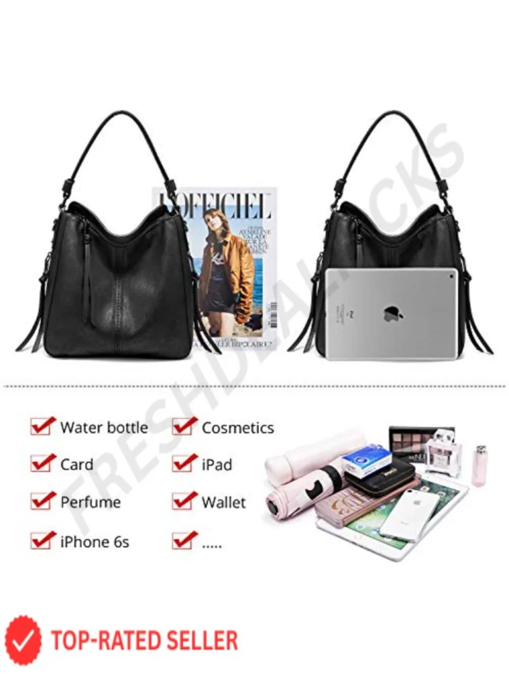 Women's Hobo Crossbody Bag Faux Leather Large Capacity Multi-Pocket Adjustable